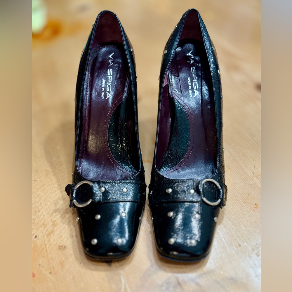 Via Spiga Black Studded Heels Made in Italy